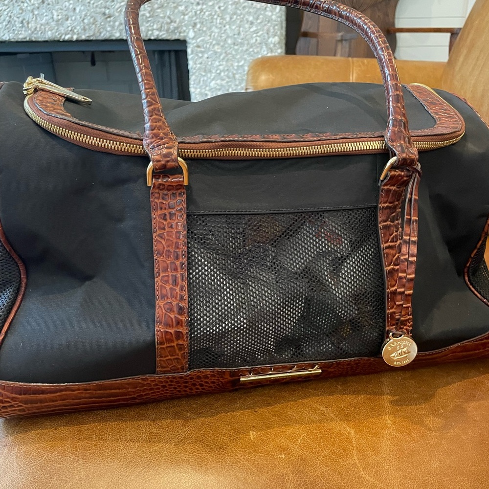 Elegant Black and Brown BRAHMIN Dog Carrier